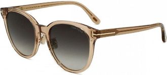 Tom Ford Sunglasses Round Full Rim, Shiny Light Brown Frame And Smoke Gradient Lens Ft1133-K45B