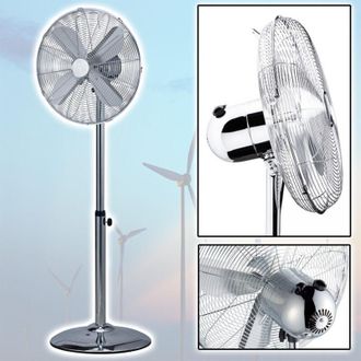 Trade Shop Trade Shop - Ventilador De Piso Cromado 4 40 Cm P&aacute;lidos Oscilaci&oacute;n De 3 Velocidades H 115 Cm 60 W