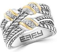 Effy Diamond Two Tone Crossover Ring in Gold at Nordstrom Rack, Size 7