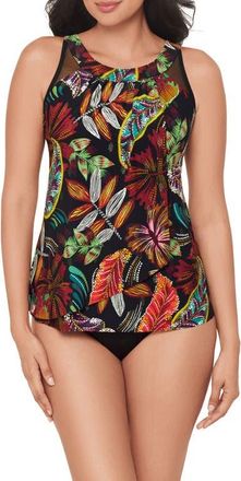 Miraclesuit Pluma Orla Ursula Underwire Tankini Top in Black Multi at Nordstrom, Size 18