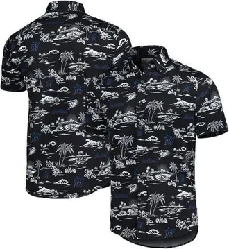 Reyn Spooner Mens Reyn Spooner Black Miami Marlins Kekai Performance Button-Up Shirt at Nordstrom, Size X-Large