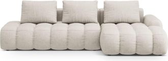 Cosmopolitan Design Sof&aacute; cama esquinero derecho con ba&uacute;l 3 plazas tejido estructural beige