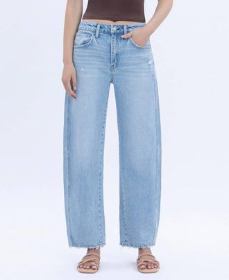 Flying Monkey Brylee High Rise Crop Barrel Jeans In Light Wash