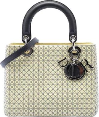 Dior Pre-owned Geborduurde Leren Satchel - Dames - Vintage Handtas - Geel - ONE Size - Leer - Vintage