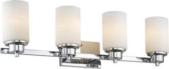 Chloe Lighting SCARLETT Contemporary 4 Light Chrome Finish Bath Vanity Light Etched White Glass 29 Wide