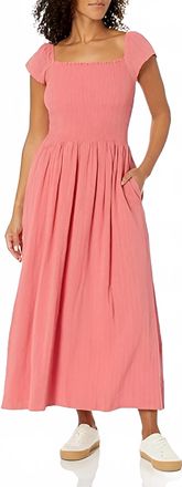 Splendid Tai Ruched Midi Dress In Guava Pink