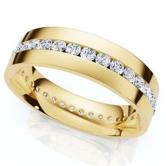 Pompeii3 1.10Ct Diamond Eternity Mens Wedding Ring Polished Band 14k Gold Lab Grown