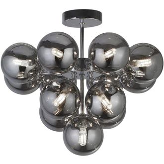 Searchlight Searchlight - Lampadario Contemporaneo Bacca Acciaio Cromo Vetro Fum&egrave; 13 Luci G9