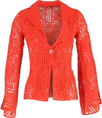 Cult Gaia Carlotta Floral Lace Blazer in Orange Viscose