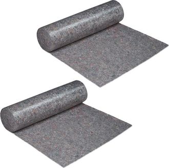 Relaxdays 2 Vellones De Pintor, Cubre Suelos, 1 M X 50 M = 50m&sup2;, Antideslizante, Impermeable, 220g/m&sup2;, Gris