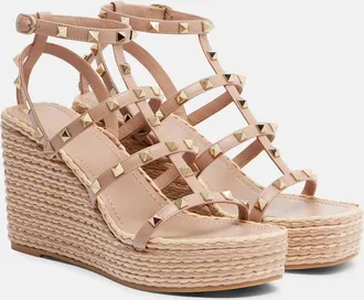 Valentino Garavani Sandalias con cu&ntilde;a Rockstud de piel
