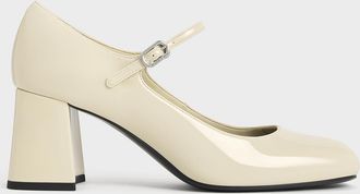 Charles & Keith Patent Block-Heel Mary Jane Pumps