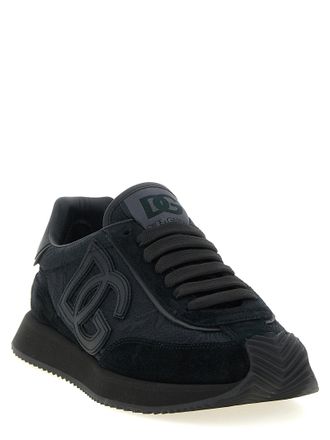 Dolce & Gabbana Womens Black Leather Athletic Sneakers