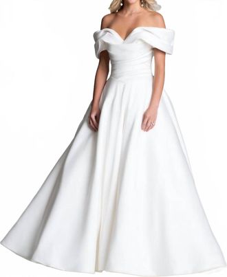 Allure Bridals Elegant Off-The-Shoulder Ballgown-Style Wedding Dress In Ivory