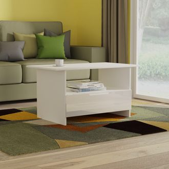 Lewis's Milan Bottom Drawer Coffee Table in White Gloss & White Matt - Ready Assembled - Lewiss Home | TJ Hughes