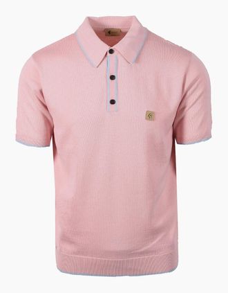 Gabicci Vintage 1973 Mens GABICCI LINEKER KNITTED POLO SHIRT CANDY - Pink - Size: 38