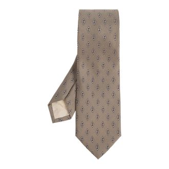 Ferragamo Ties, male, Beige, Size: ONE SIZE Micro Gancini Print Silk Tie