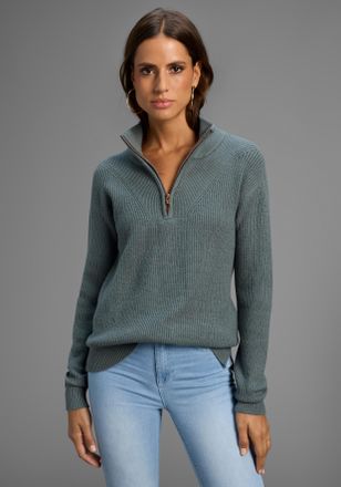 Laura Scott Troyer LAURA SCOTT, Damen, Gr. 44, balsamgr&uuml;n, Grobstrick, Obermaterial: 50% Viskose, 28% Polyester, 22% Polyamid, clean, unifarben, figurumspielend h