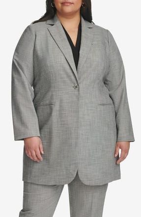 Calvin Klein Long Single Button Blazer in Black/White at Nordstrom Rack, Size 16W