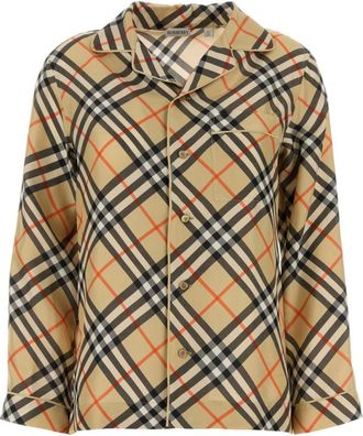 Burberry Beige Embroidered Silk Shirt