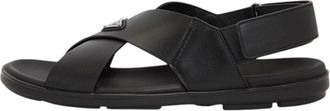 Prada FW25 Crisscross Leather Sandals Black 2X3121-3LEM-F0002
