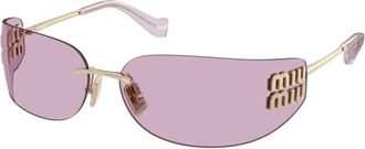 Miu Miu Roze Lens Zonnebril Lichtgoud Montuur - Dames - Zonnebrillen - Roze - ONE Size - Accessoires