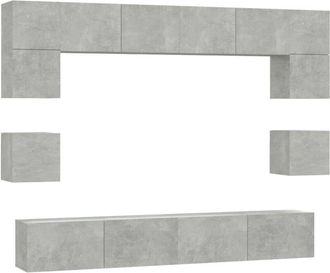 vidaXL Vidaxl - Set De Muebles De Tv 8 Pzas Madera Contrachapada Gris Hormig&oacute;n