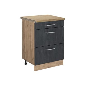 Vicco Mueble Bajo De Cocina R-line, Hormig&oacute;n Negro, 60 Cm Et Roble
