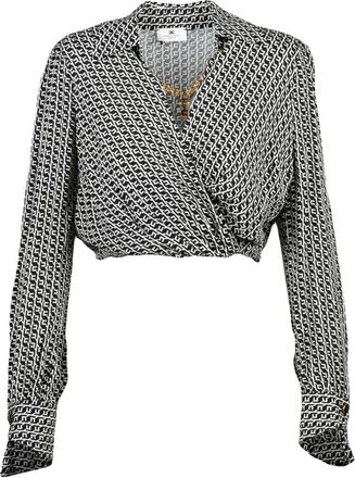 Elisabetta Franchi Overhemden, Dames, Zwart, S, Korte blouse