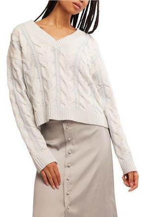 Free People Washed Cable Sweater in Pale Blue at Nordstrom Rack, Size Large