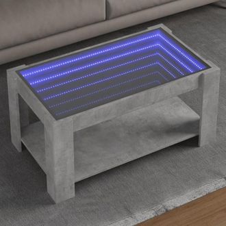 vidaXL Vidaxl - Mesa De Centro Y Led Madera Ingenier&iacute;a Gris Hormig&oacute;n 93x53x45cm