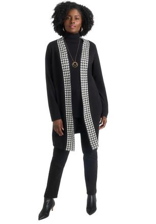 Jessica London Fine Gauge Cardigan Topper in Ivory Houndstooth at Nordstrom, Size 16