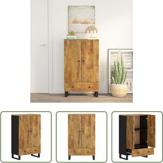 vidaXL Vidaxl Aparador Con Caj&oacute;n Hierro Y Madera Maciza Mango 60x33x100 Cm