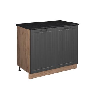 Vicco Mueble Bajo Para Fregadero Fame-line, Gris Oscuro/roble Dorado, 100 Cm, Et Antracita, Vicco