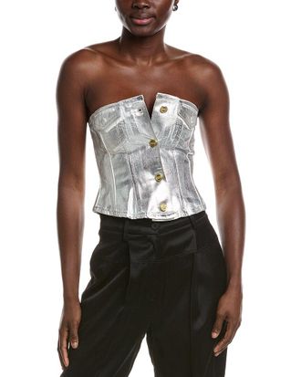 Ganni Foil Denim Corsage