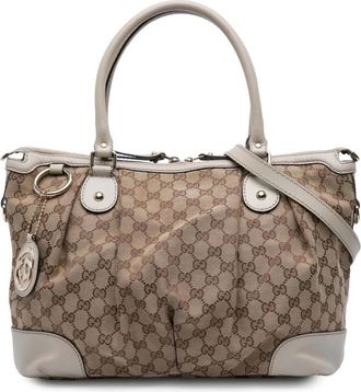 Gucci Pre-owned Handbags, female, Brown, Size: ONE SIZE Pre-owned Vintage Monogram Canvas Satchel Bag