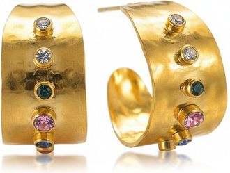 Liv Oliver 18K Plated 2.28 Ct. Tw. Semi Precious Gemstones Cz Earrings
