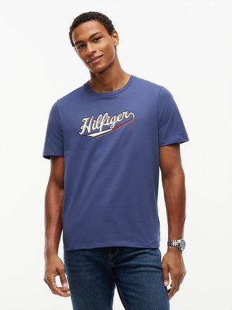 Tommy Hilfiger Mens Hilfiger Baseball Logo T-Shirt - Faded Indigo - XXL