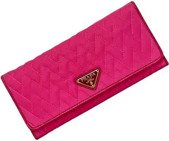 Prada Fuxia Pink Nylon Leather Long Wallet (Bi-Fold) (Pre-Owned)