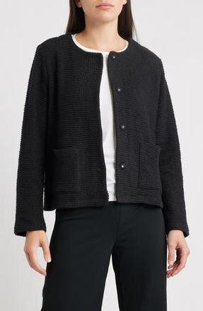 Eileen Fisher Textured Organic Cotton Jacket in Black at Nordstrom Rack, Size Xx-Small