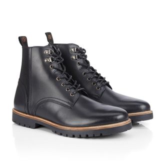 Silver Street London Mens Manchester Leather Casual Lace-up Boot, Black, 11