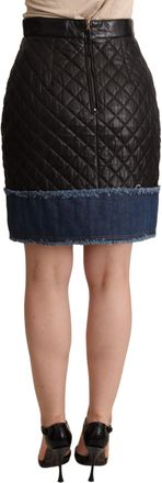 Dolce & Gabbana Womens Black Quilted Leather Mini Skirts Cotton