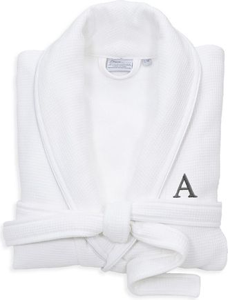 Linum Home Textiles Monogrammed Waffle Small/Medium Terry Bathrobe, (A-Z)