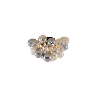 QAZQA Qazqa - Dise&ntilde;o L&aacute;mpara De Techo De Dise&ntilde;o Negro Con Cristal &Aacute;mbar Y Ahumado 6 Luces - Uvas Vidrio /met&aacute;lica Esfera Adecuado Para Led Max. 6 X 8 Watt