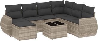 vidaXL Vidaxl - Set De Sof&aacute;s De Jard&iacute;n 8 Pzas Y Cojines Rat&aacute;n Sint&eacute;tico Gris