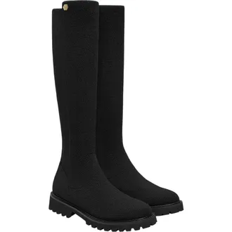 Vivaia Filipa Round-Toe Stretchy Wool Knee-High Boots in Black at Nordstrom, Size 6.5