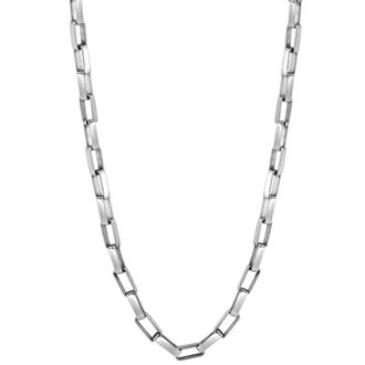 Pompeii3 Mens Polished Steel Clasp Single Tone Rectangle 4mm Flexible Link 22 Chain
