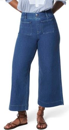 Spanx Patch Pocket Pull-On High Waist Ankle Wide Leg Jeans in Washed Blue at Nordstrom Rack, Size 3 X