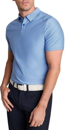 Rhone Commuter Slim Fit Performance Polo in Bright Sapphire Double Stripe at Nordstrom, Size X-Large