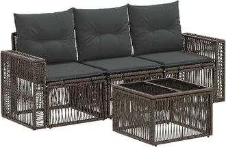 vidaXL Conjunto De Sof&aacute;s De Jard&iacute;n 4 Uds. Gris Y Gris Oscuro Vidaxl